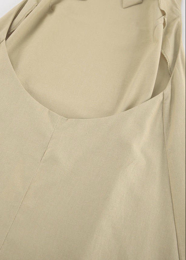 Backless Halter Maxi Dress Cotton Linen Blend