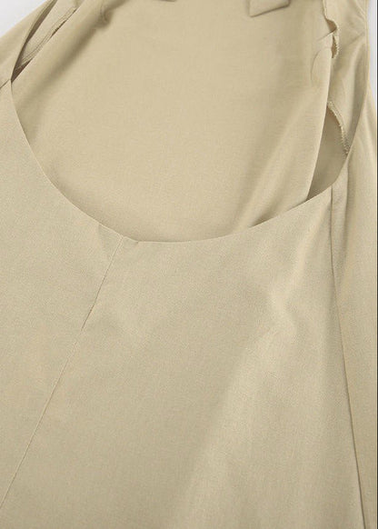 Backless Halter Maxi Dress Cotton Linen Blend