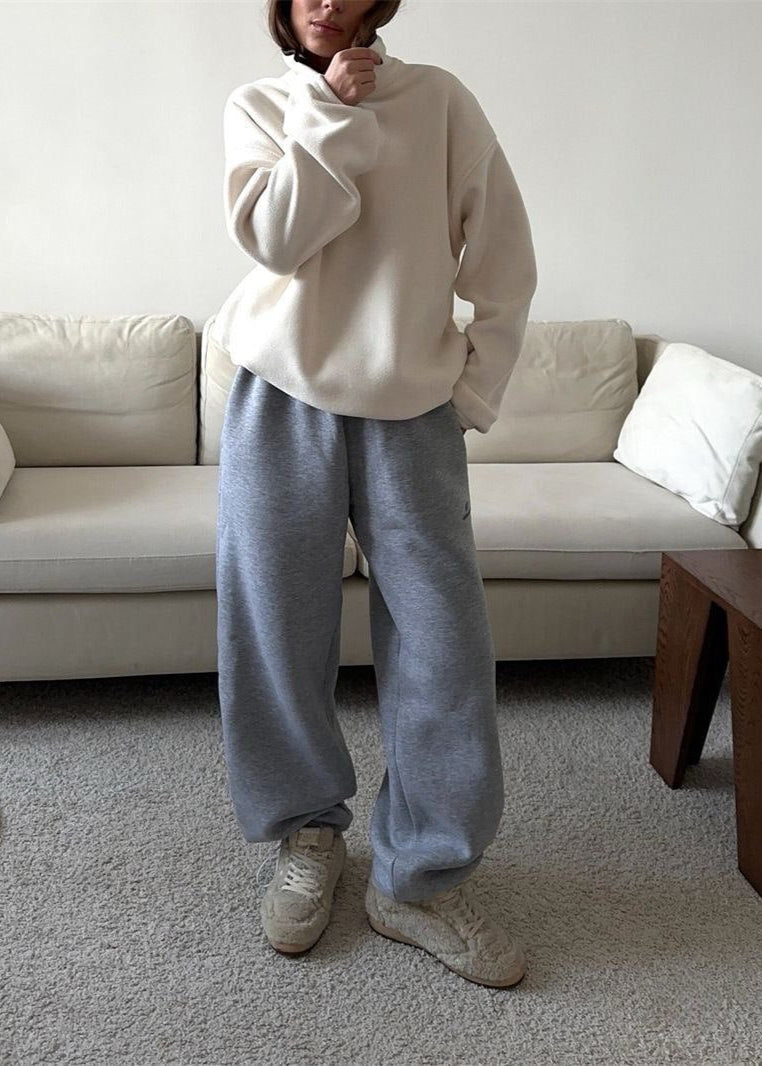Fleece Half Zip Pullover Cozy High Neckline