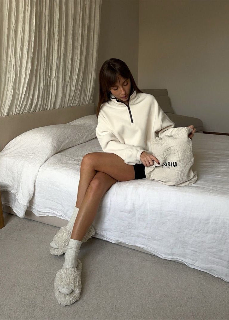 Fleece Half Zip Pullover Cozy High Neckline