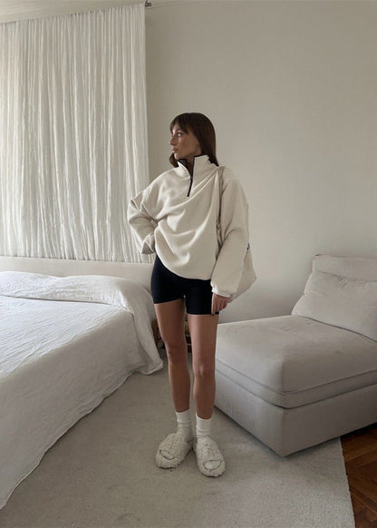 Fleece Half Zip Pullover Cozy High Neckline