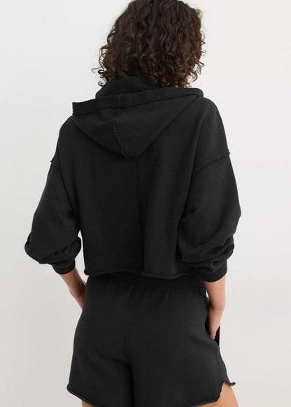 Cropped Hoodie Pullover Heavyweight Cotton Relaxed Fit