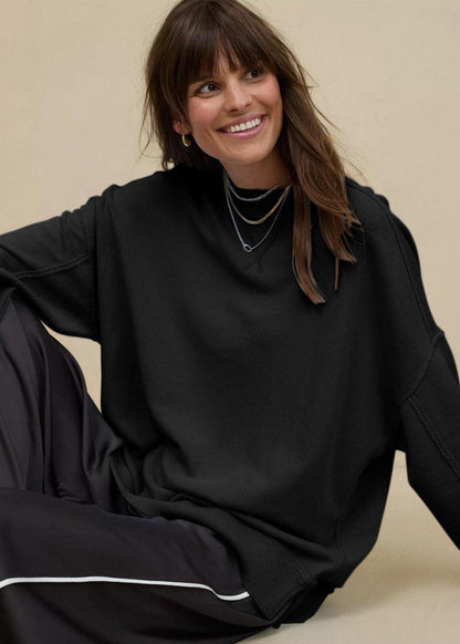 Relaxed Fit Cotton Blend Crewneck Sweatshirt