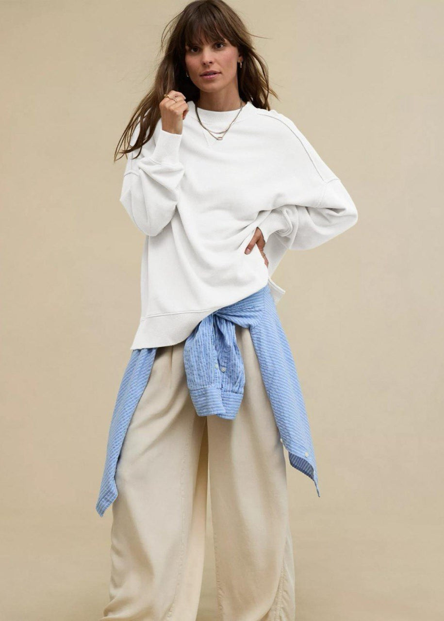Relaxed Fit Cotton Blend Crewneck Sweatshirt