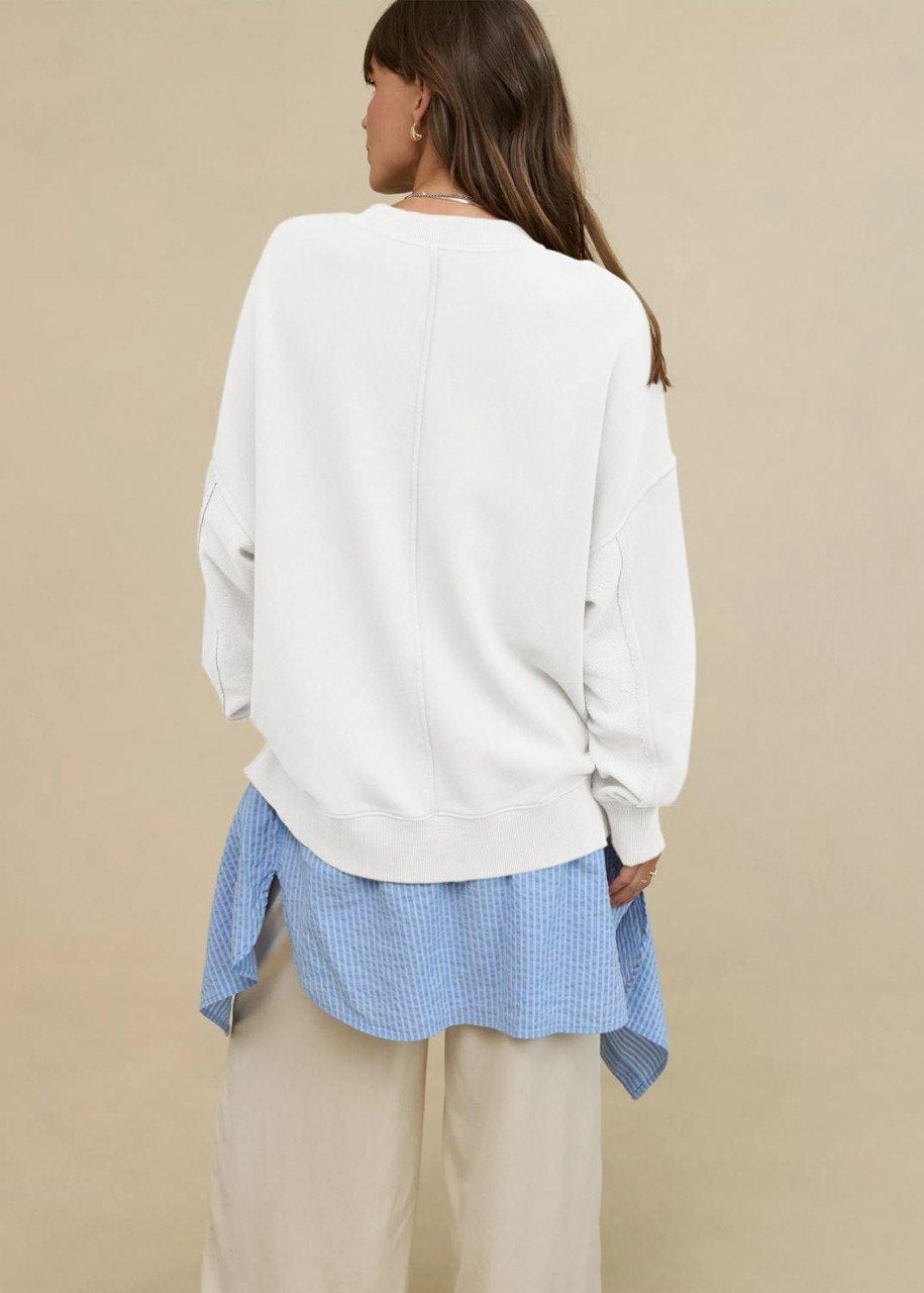Relaxed Fit Cotton Blend Crewneck Sweatshirt