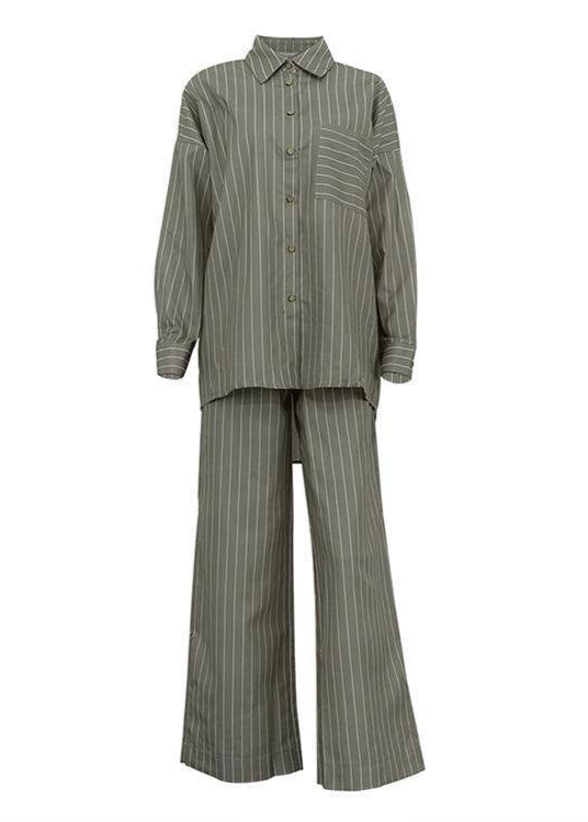 Two Piece Gray Pinstripe Lounge Set