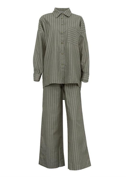 Two Piece Gray Pinstripe Lounge Set