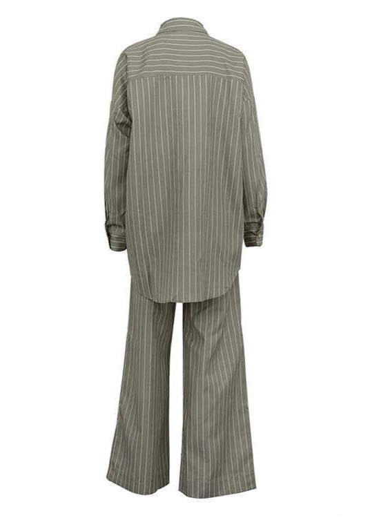 Two Piece Gray Pinstripe Lounge Set