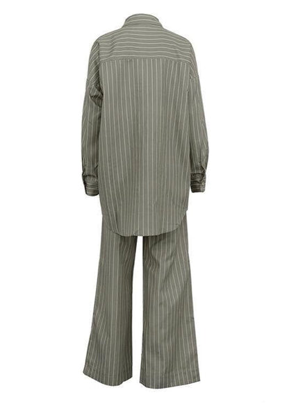 Two Piece Gray Pinstripe Lounge Set