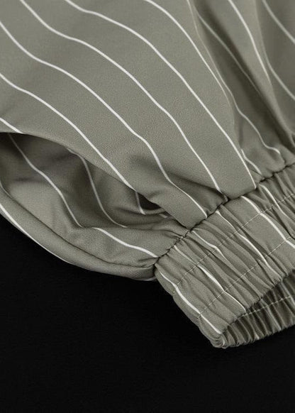 Two Piece Gray Pinstripe Lounge Set