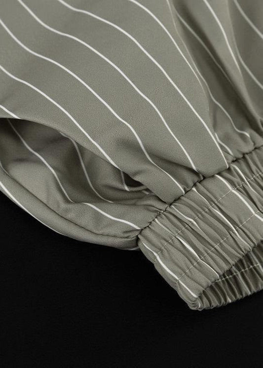 Two Piece Gray Pinstripe Lounge Set