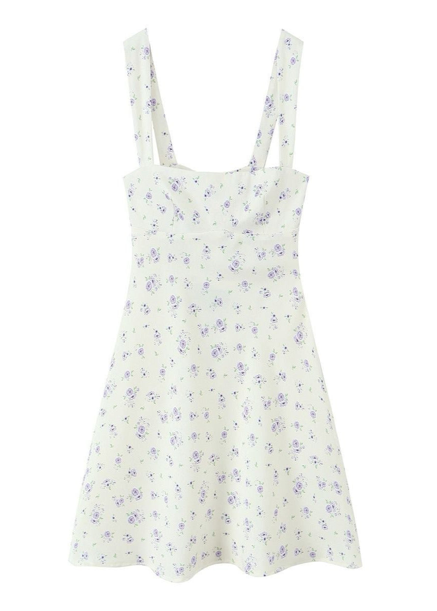 Floral Mini Dress Cotton Bow Back Design