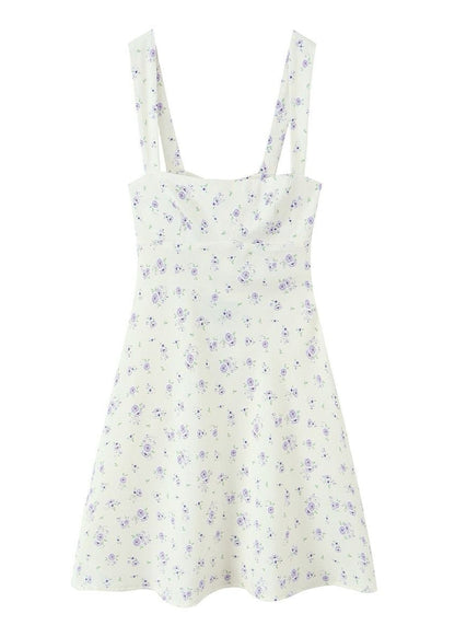 Floral Mini Dress Cotton Bow Back Design