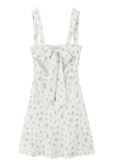 Floral Mini Dress Cotton Bow Back Design