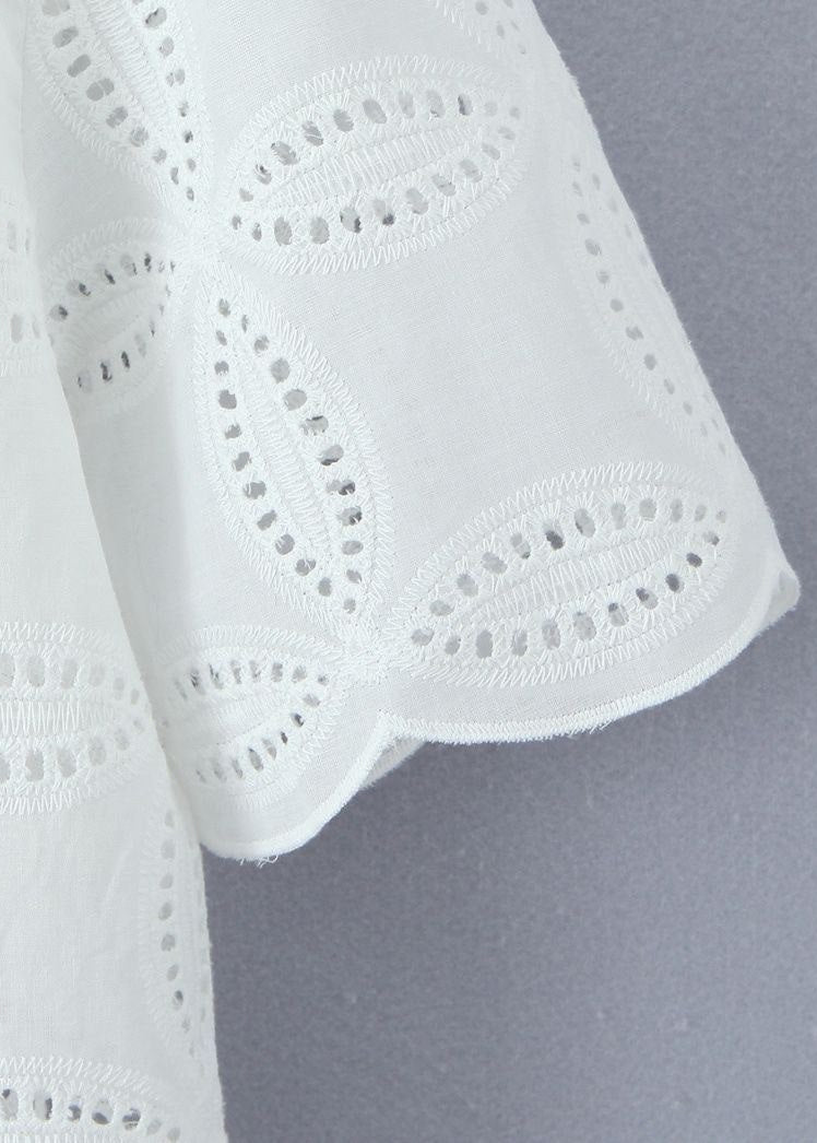 Cotton Two Piece Broderie Anglaise Shirt Skirt Set