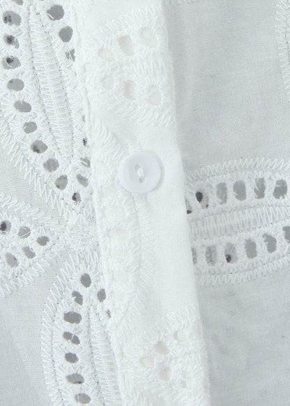 Cotton Two Piece Broderie Anglaise Shirt Skirt Set