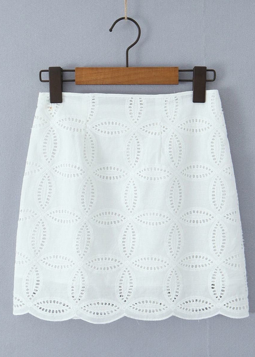 Cotton Two Piece Broderie Anglaise Shirt Skirt Set