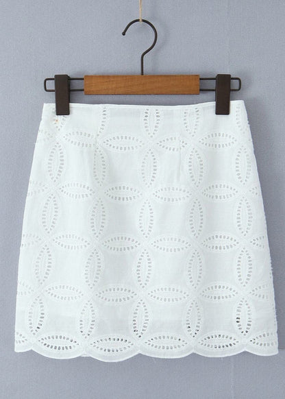 Cotton Two Piece Broderie Anglaise Shirt Skirt Set