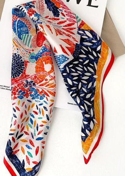 Abstract Red Satin Square Scarf