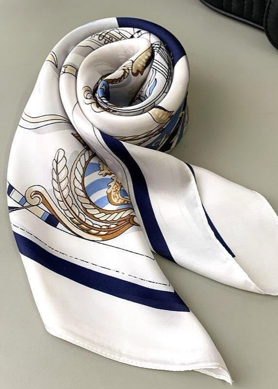 Satin Square Scarf With Maritime Motif