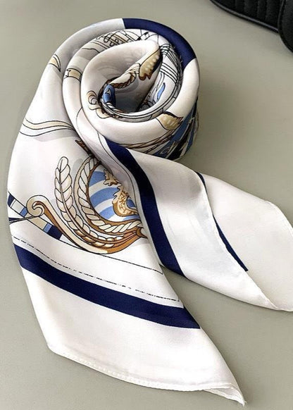 Satin Square Scarf With Maritime Motif