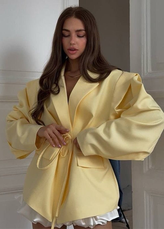Tailored Polyester Belted Blazer With Cinching Waist