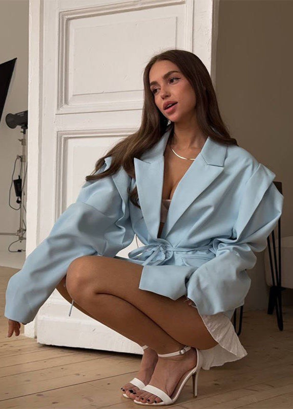 Oversized Polyester Blazer With Wrap Front