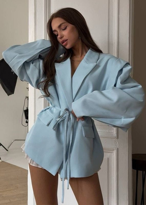 Oversized Polyester Blazer With Wrap Front