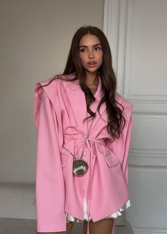 Oversized Polyester Blazer With Wrap Front