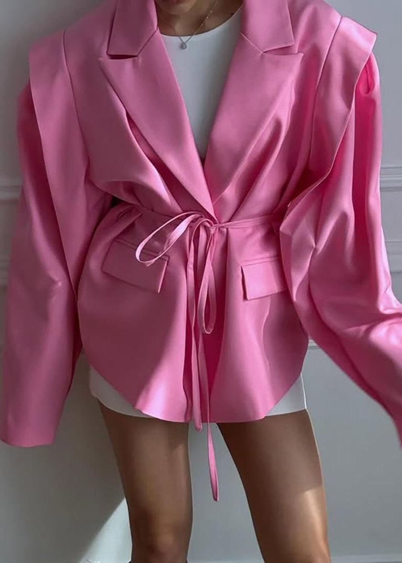 Oversized Polyester Blazer With Wrap Front