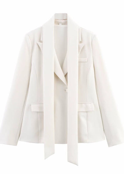 Satin Blazer Tailored Jacket With Neck Sash