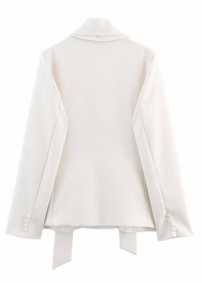 Satin Blazer Tailored Jacket With Neck Sash