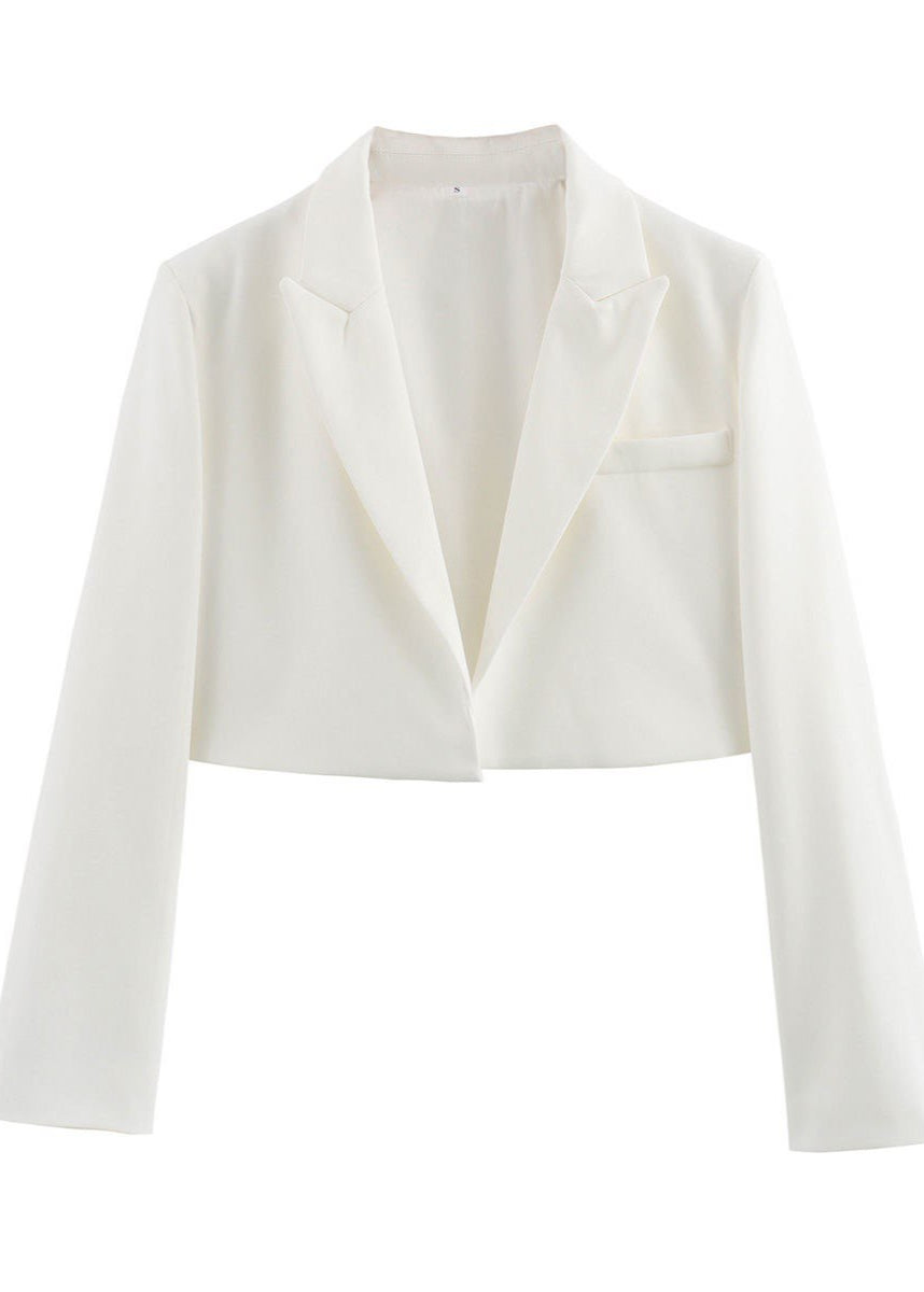 Cropped Polyester Twill Blazer Soft Pink