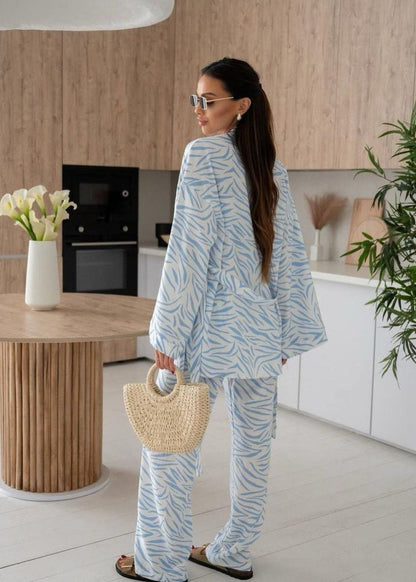 Light Blue Printed Lounge Set In Soft Fabric