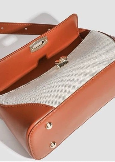 Two Tone Canvas And Faux Leather Shoulder Bag