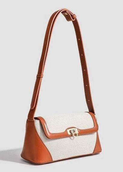 Two Tone Canvas And Faux Leather Shoulder Bag
