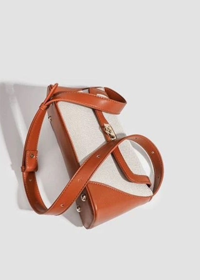 Two Tone Canvas And Faux Leather Shoulder Bag