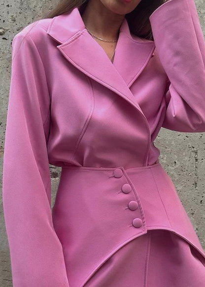 Tailored Polyester Blend Two Piece Blazer And Shorts Set In Pink