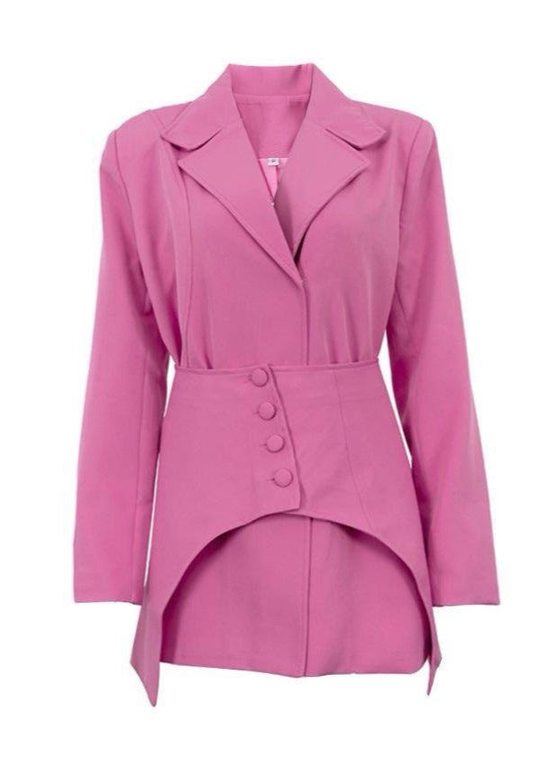 Tailored Polyester Blend Two Piece Blazer And Shorts Set In Pink