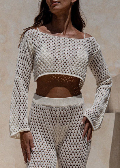 Crochet Knit Lounge Set Soft Stretch Yarn