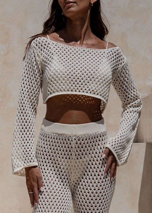 Crochet Knit Lounge Set Soft Stretch Yarn