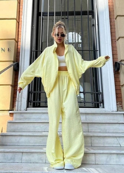 Relaxed Cotton Shirt And Wide Leg Pants Set