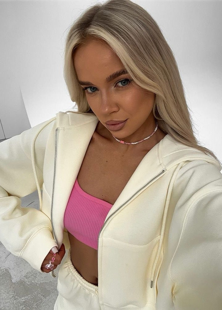 Cotton Blend Hoodie And High Rise Lounge Shorts Set