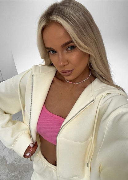 Cotton Blend Hoodie And High Rise Lounge Shorts Set
