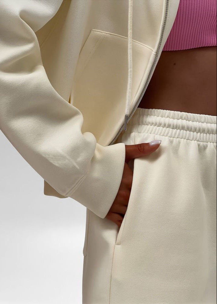 Cotton Blend Hoodie And High Rise Lounge Shorts Set