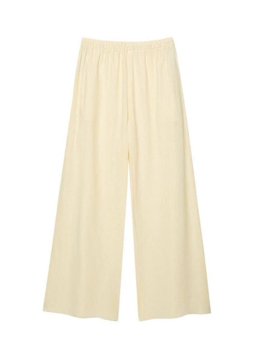 Scalloped Tie Front Blouse And Wide Leg Pants Set Polyester