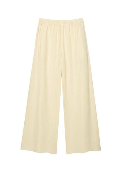 Scalloped Tie Front Blouse And Wide Leg Pants Set Polyester