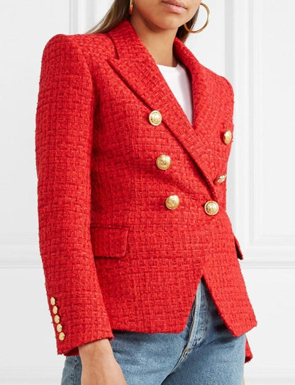 Double Breasted Tweed Blazer