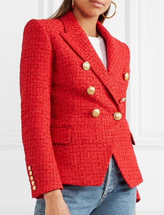 Double Breasted Tweed Blazer