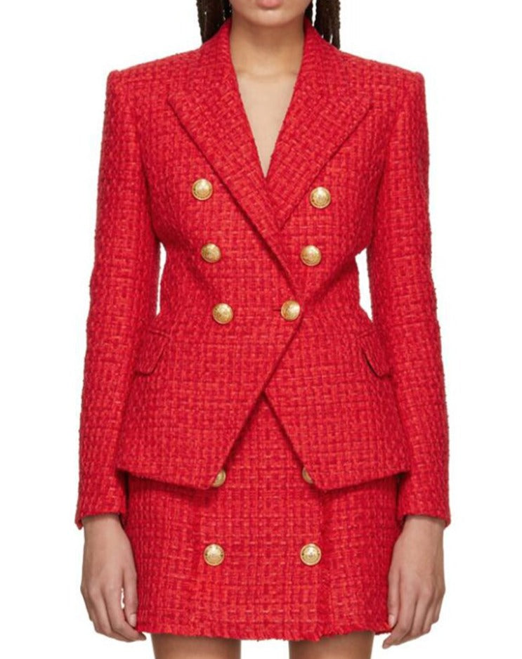 Double Breasted Tweed Blazer